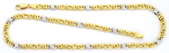 Foto 2 - Goldkette und Armband Set massiv 14K Gelbgold-Weißgold, K2196