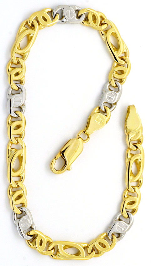 Foto 3 - Goldkette und Armband Set massiv 14K Gelbgold-Weißgold, K2196