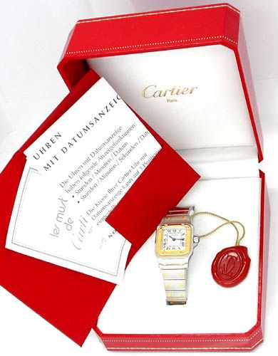 Foto 3 - Original Cartier Santos Galbee, Damen Uhr in Stahl-Gold, U1778